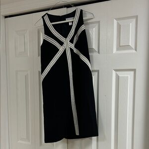 London Times Black Dress with White Accents